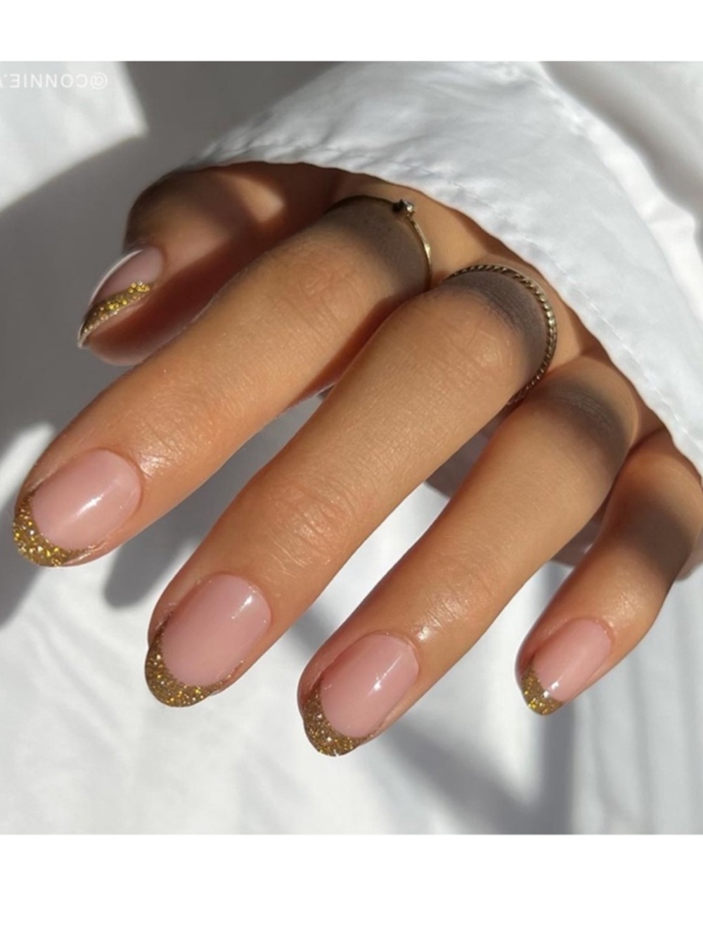 Glamnetic Gold Glitter French Tip Press On Nails